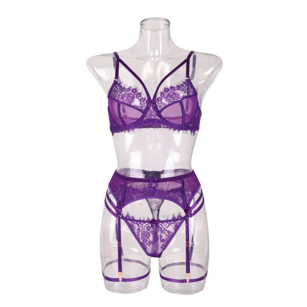 French style lingerie lace sexy suit purple - Image 5